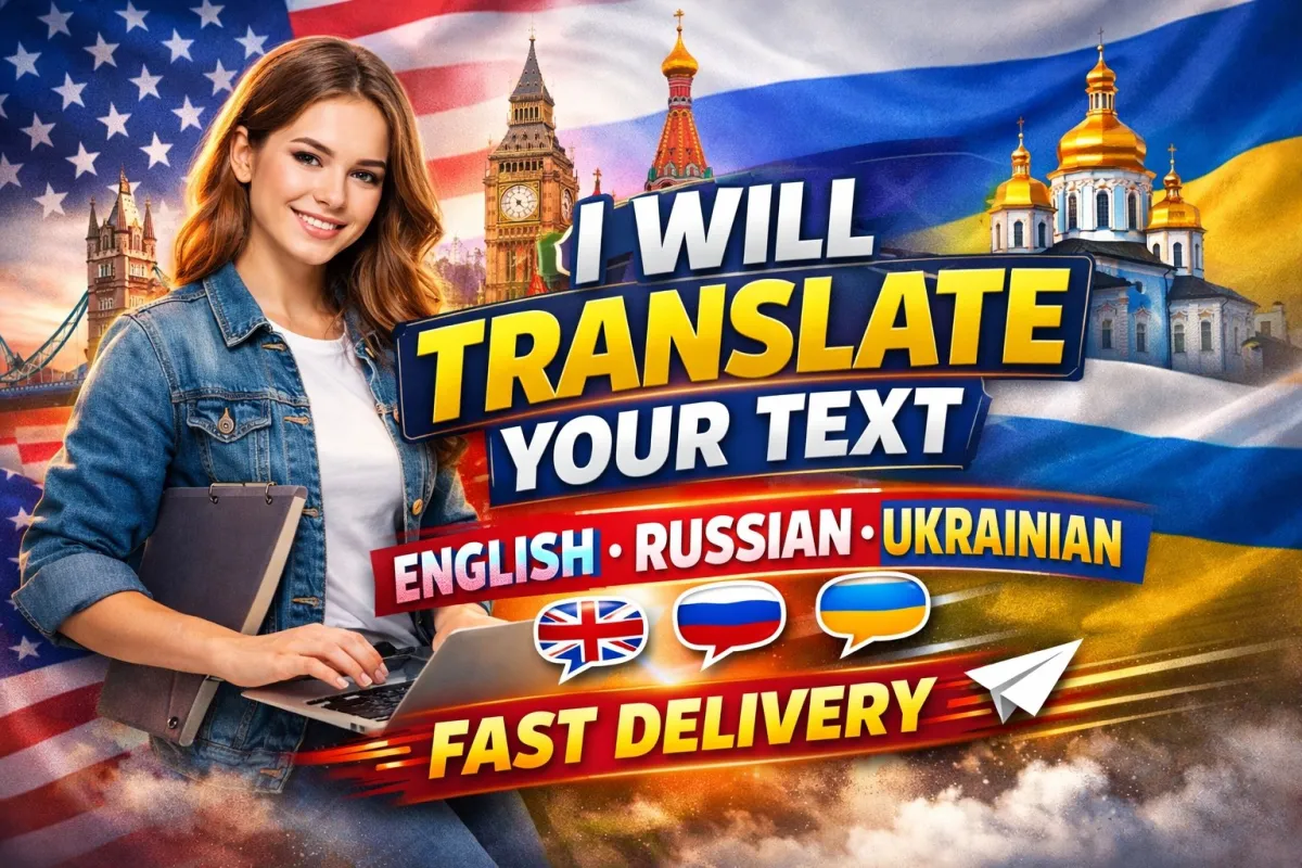 I will translate texts from English, Russian and Ukrainian