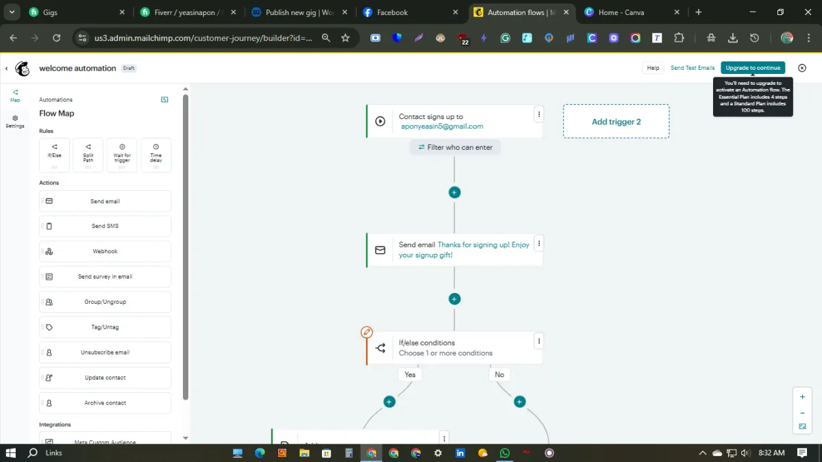 set up welcome and cart recovery email flows