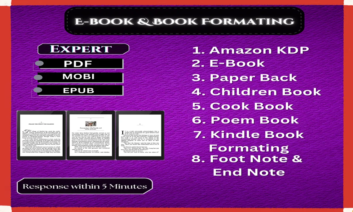 do Ebook,Paperback,kindle,kdp book formatting,publish,promote your book on amazon and kindle KDP