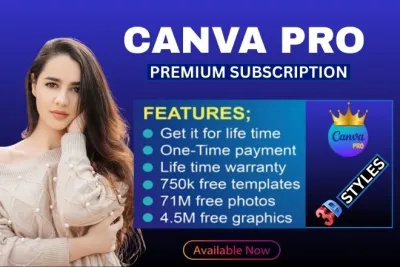  provide Lifetime Canva Pro Account with Unlimited Designs