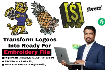 Turn your customized logo into embroidery file within 2-3 Hrs