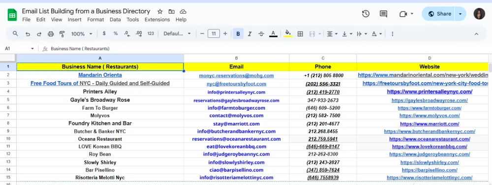 Verified Email List Building –Restaurant Niche (USA)